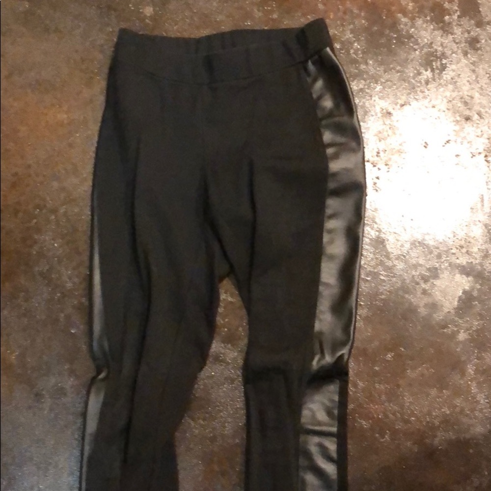 black dressy leggings! leather on the sides